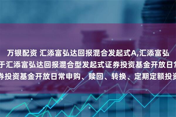 万银配资 汇添富弘达回报混合发起式A,汇添富弘达回报混合发起式C: 关于汇添富弘达回报混合型发起式证券投资基金开放日常申购、赎回、转换、定期定额投资业务公告